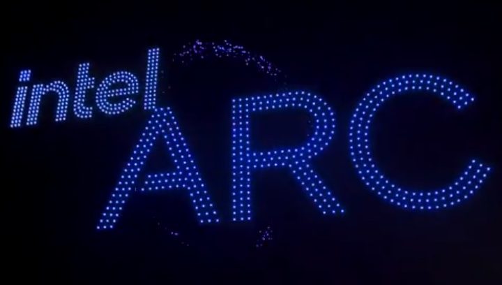 LEDs form the Intel Arc logo.