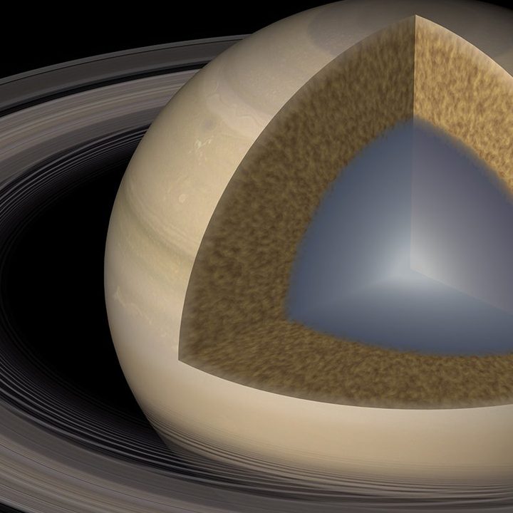 An illustration of Saturn and its "fuzzy" core.