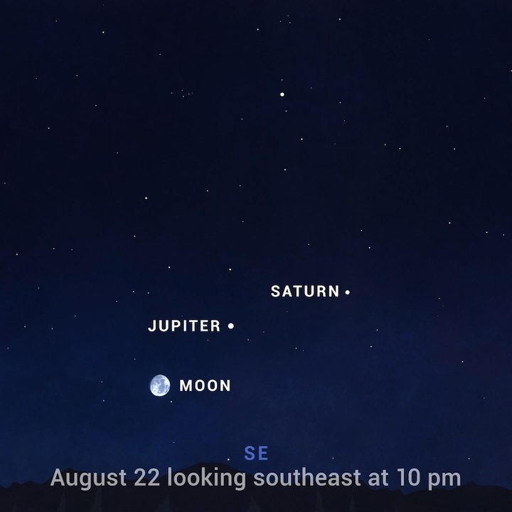 Jupiter and Saturn in the night sky.