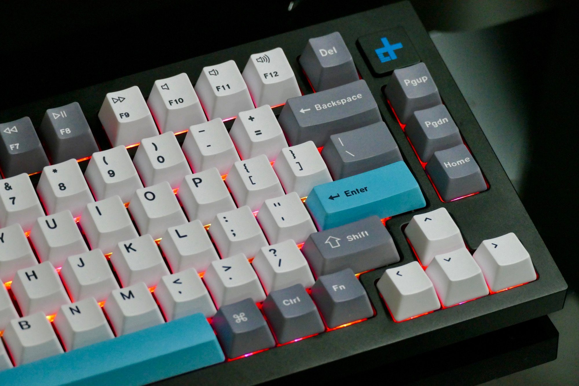 RGB lighting effect on the Keychron Q1.