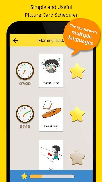 Kids ToDo List app showing picture cards for tasks.