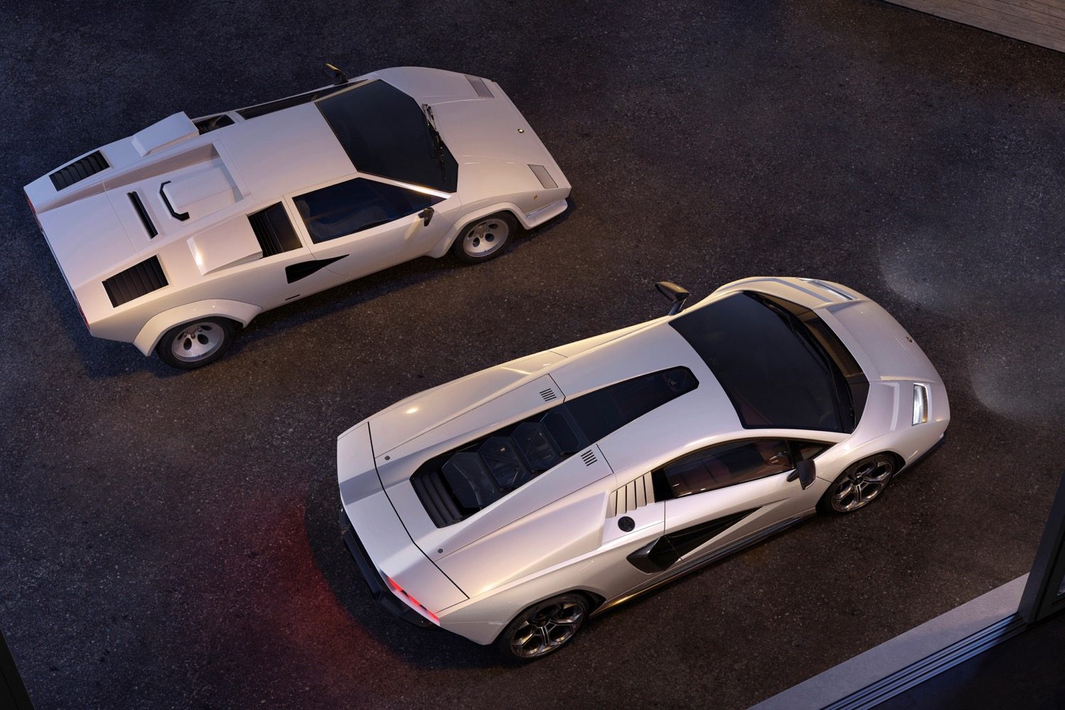 Lamborghini Countach LPI 800-4 and its namesake.