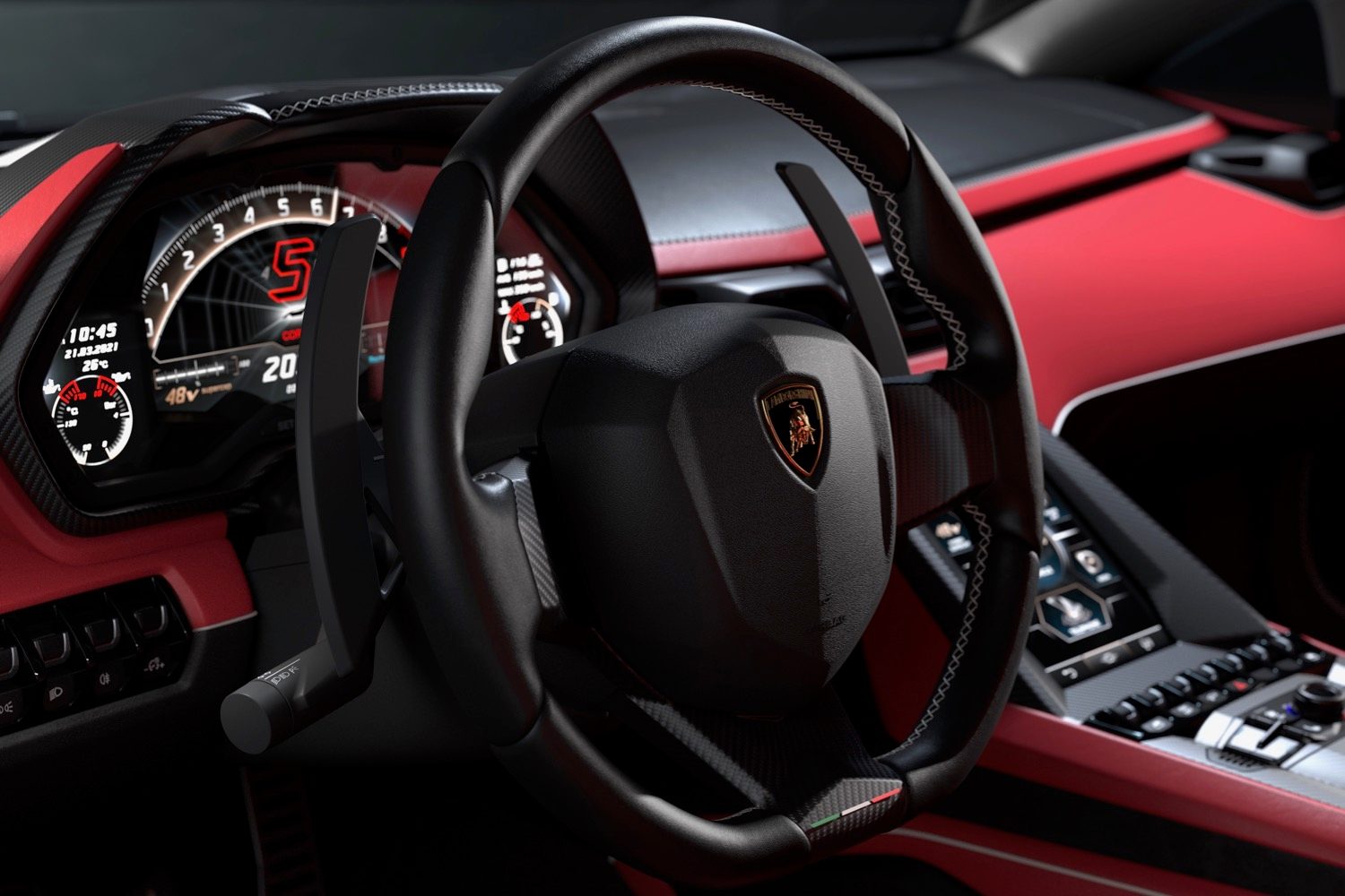 Interior view of the Lamborghini Countach LPI 800-4.