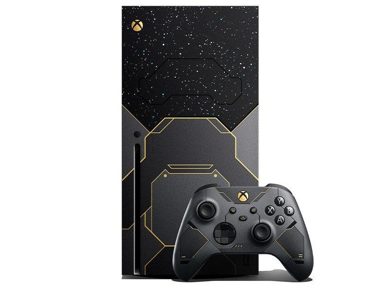 View of the Xbox Series X Halo Infinite Limited Edition console.