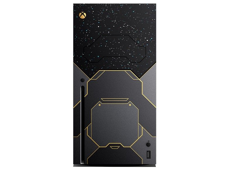 View of the Xbox Series X Halo Infinite Limited Edition console.