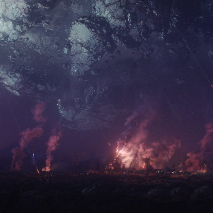 The planet Lamentis exploding in a scene from Marvel's Loki series.