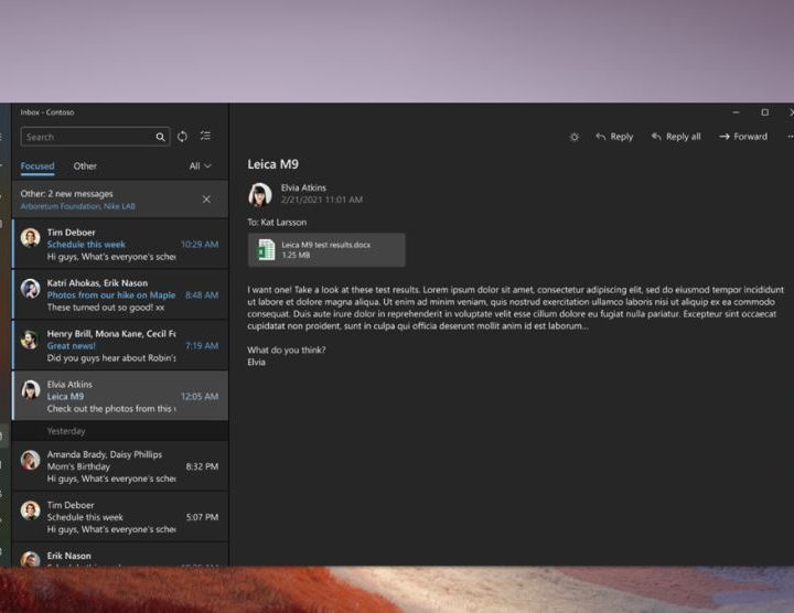 The new Mail app in Windows 11.