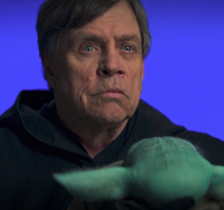 Mark Hamill and Grogu in The Mandalorian season 2 finale.