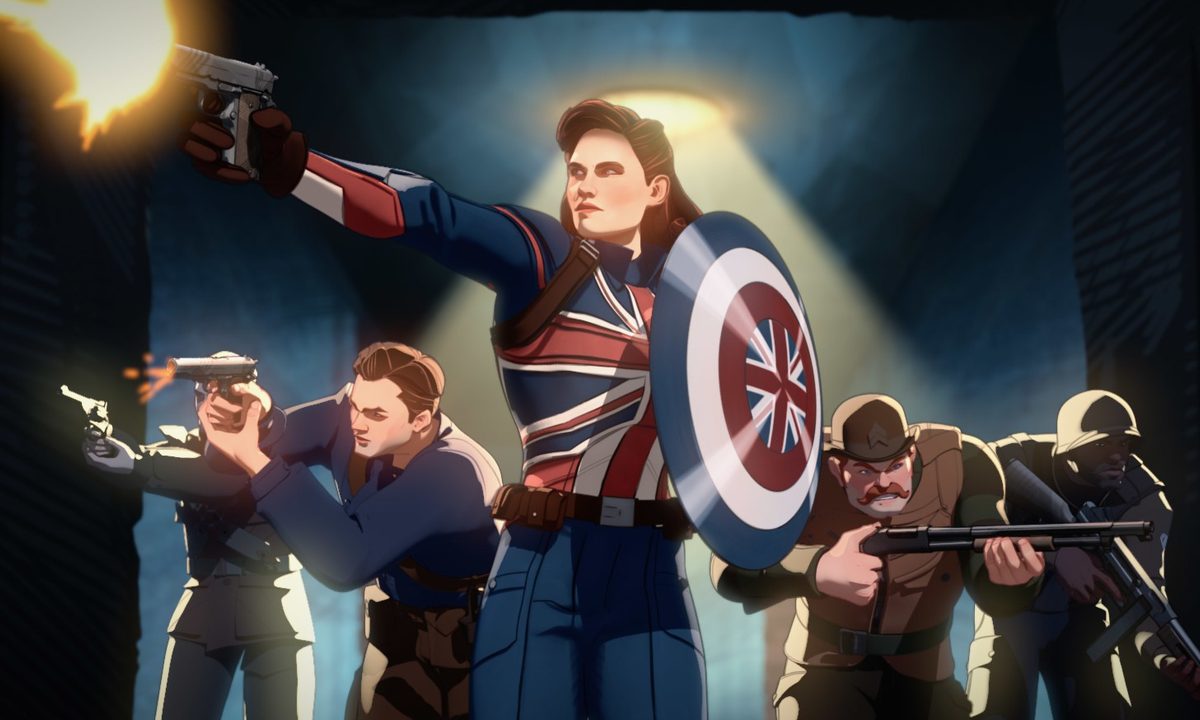 Peggy Carter leading a military unit in a scene from Marvel's What If? series.
