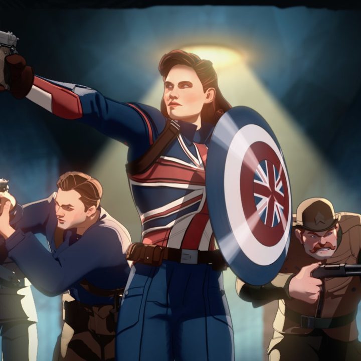 Peggy Carter leading a military unit in a scene from Marvel's What If? series.