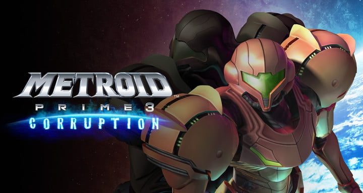 Samus posing for cover of Metroid Prime 3: Corruption.