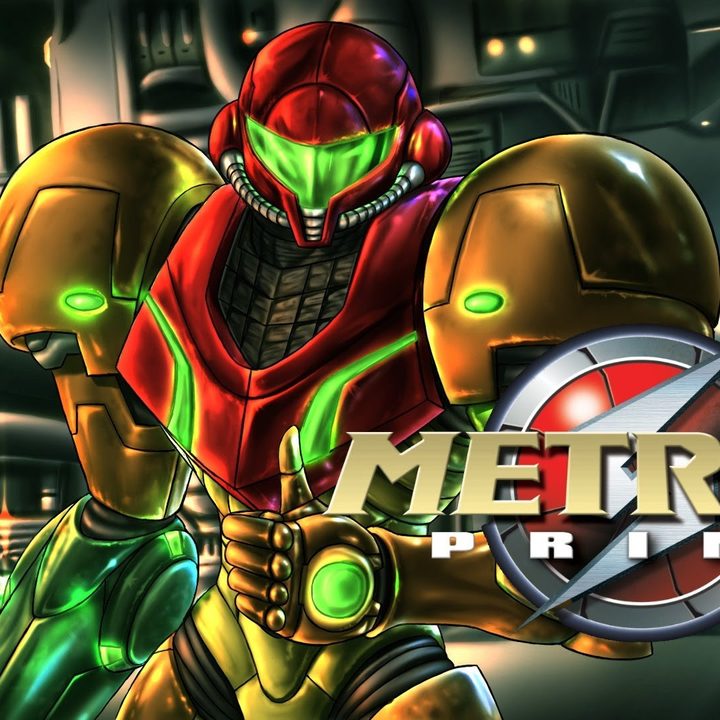 Samus on the cover of Metroid Prime.