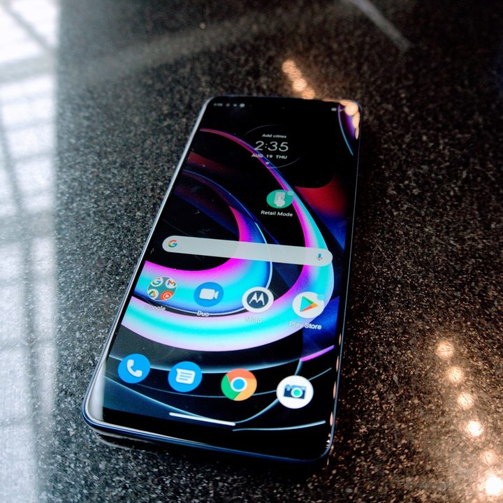 Motorola Edge screen lying down.