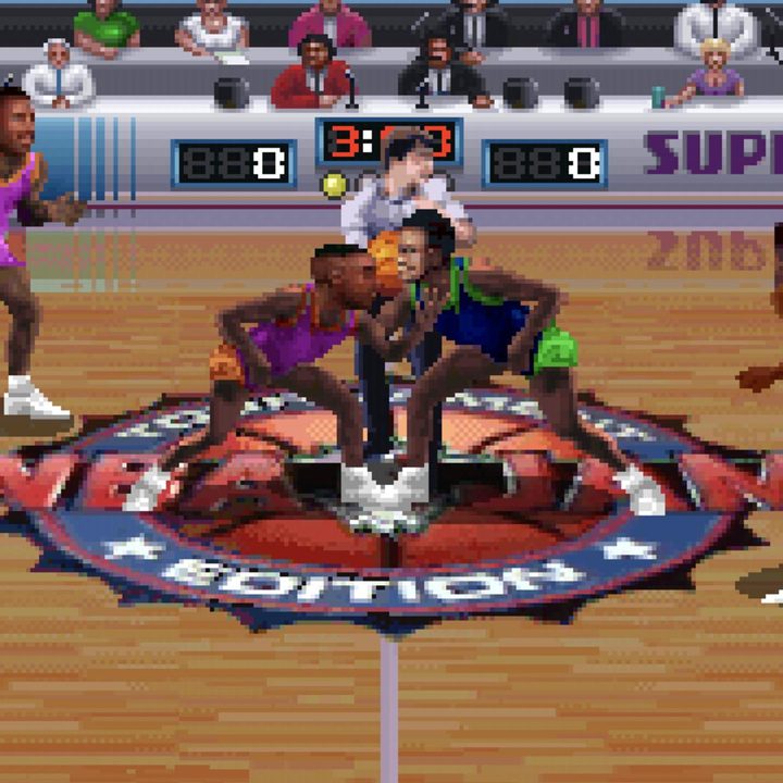 Team competing in NBA Jam.