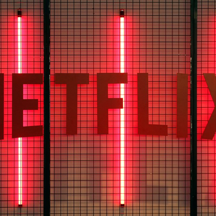 Neon light signage displaying the Netflix logo.