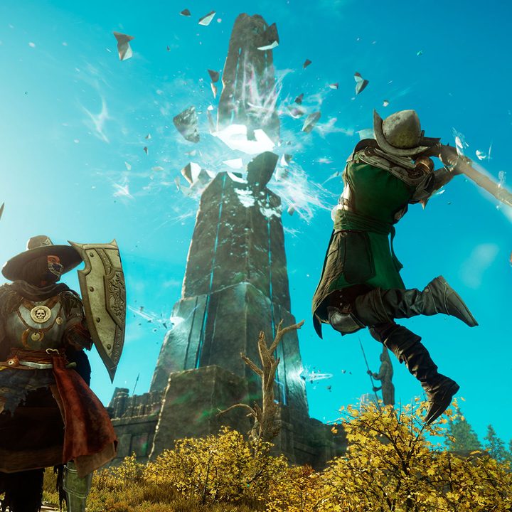 Two players fighting each other in New World