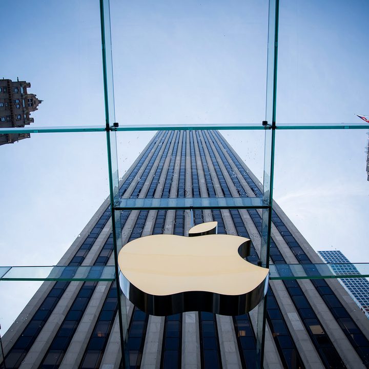 The Apple logo is displayed at the Apple Store June 17, 2015 on Fifth Avenue in New York City