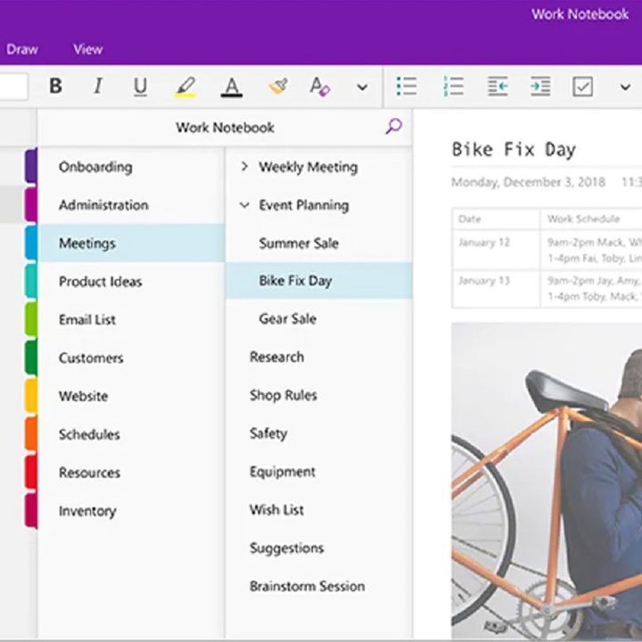 OneNote Notebook example screenshot from Microsoft.