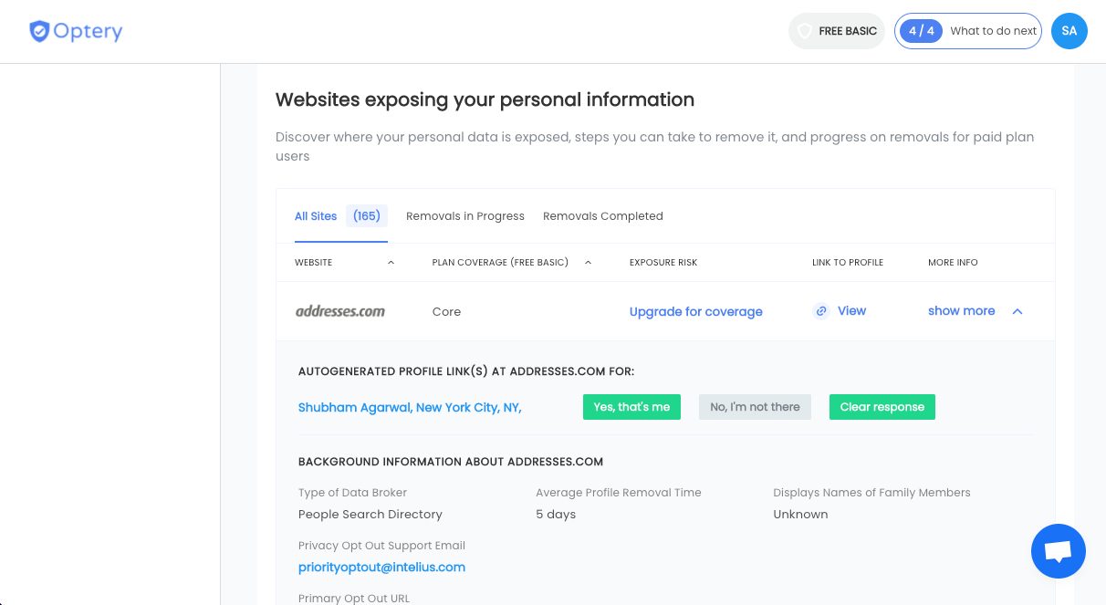 Optery data broker removal