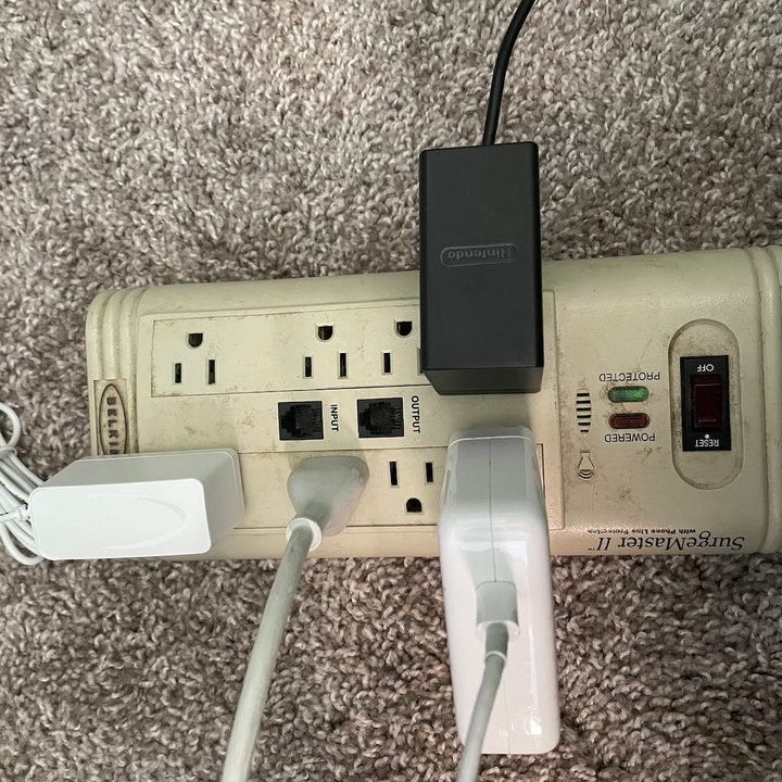 Outlet orientation on a power strip.