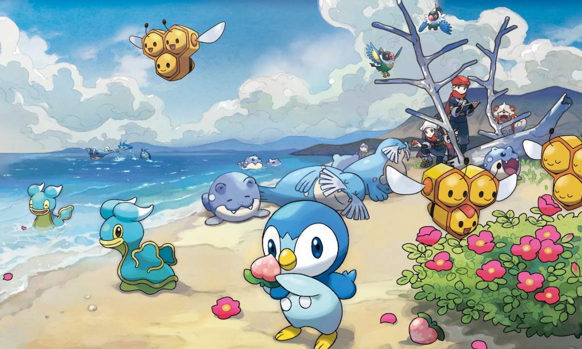 A myriad of Pokemon enjoying the beach together