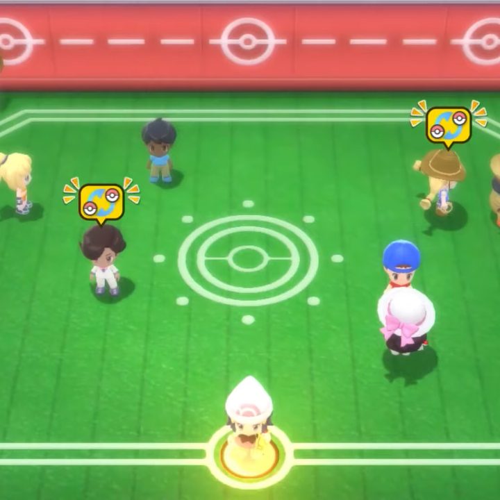 Trainers gather in the Union Room to trade and battle.