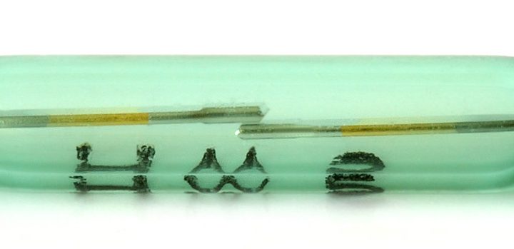 A closeup look at a Reed Switch window sensor.