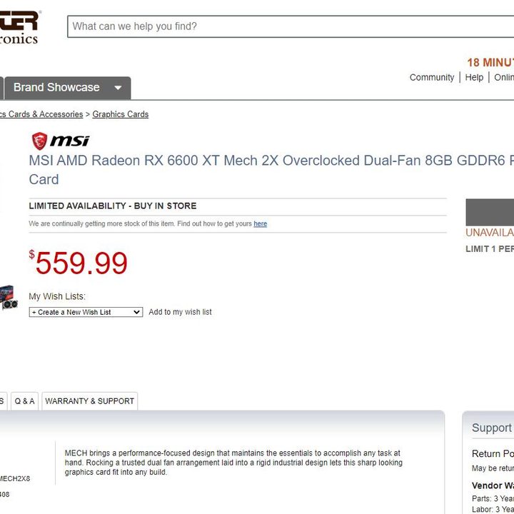 RX 6600 XT price at Micro Center.