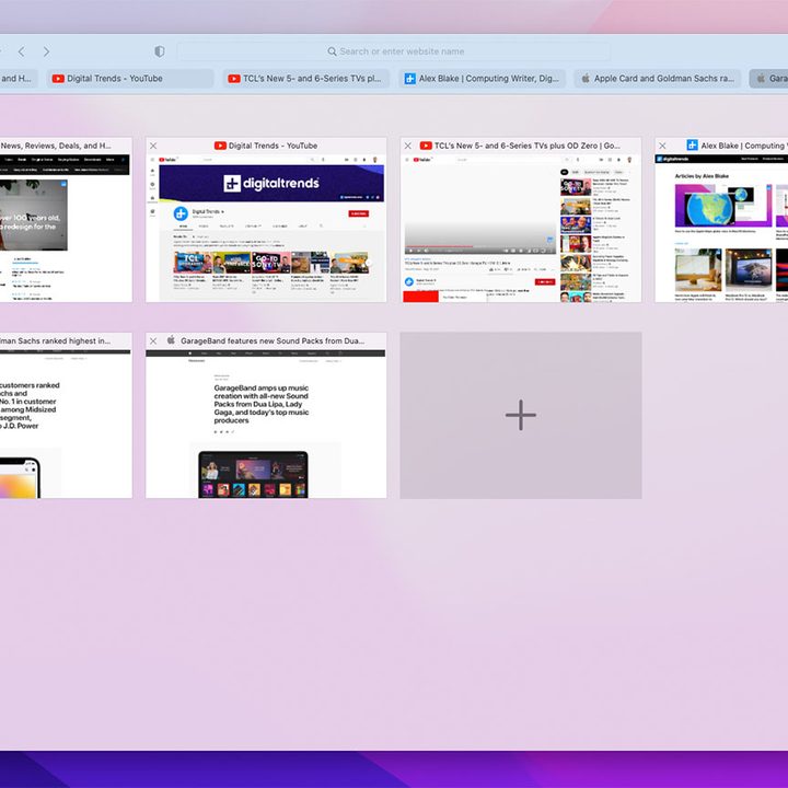 The tab overview screen in Safari on MacOS Monterey.
