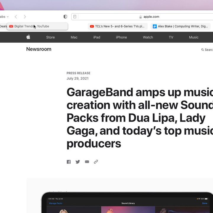 Moving a tab to a new position in Safari on MacOS Monterey.