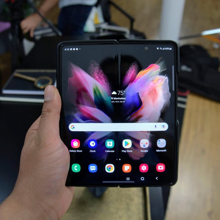 Samsung Galaxy Z Fold 3 open wide.