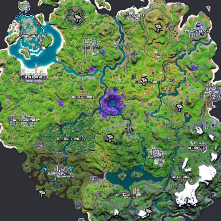 Map of IO Stations in Fortnite.