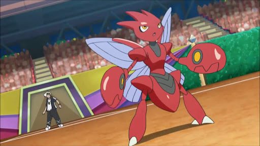 Scizor flies into battle.