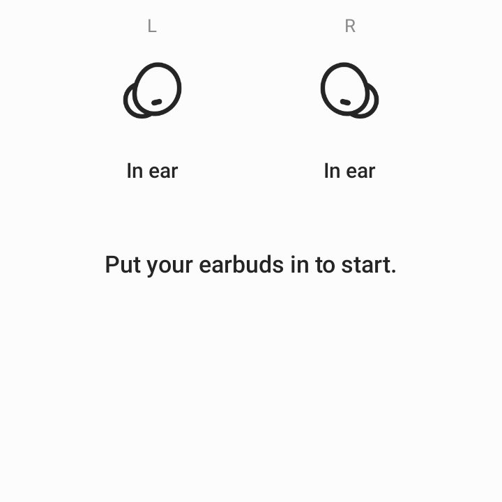 Samsung Galaxy Wearables app showing fit test results for Samsung Galaxy Buds 2.