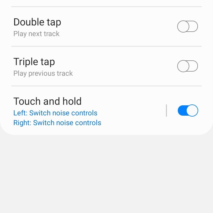 Samsung Galaxy Wearables app showing controls for Samsung Galaxy Buds 2.