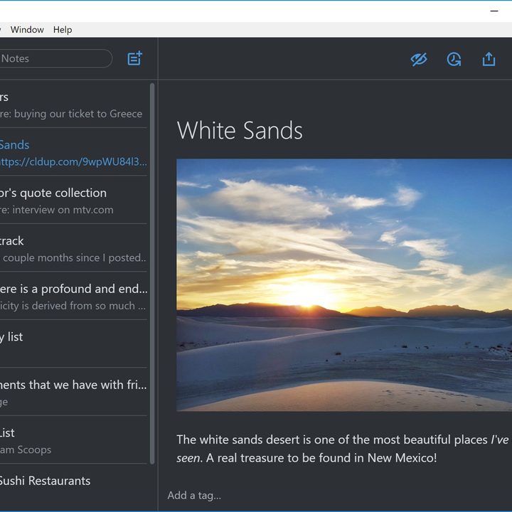 Simplenote app on Windows.