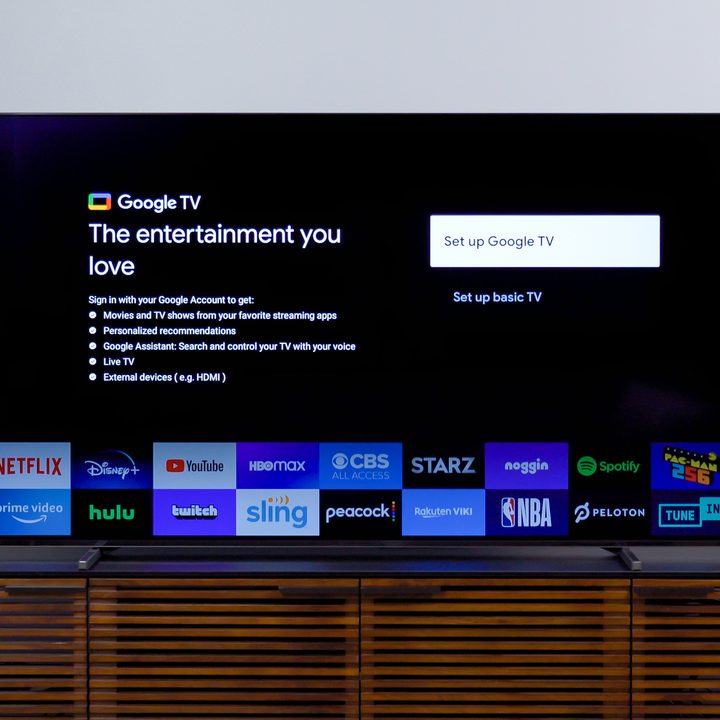 Google TV setup on Sony A80J.