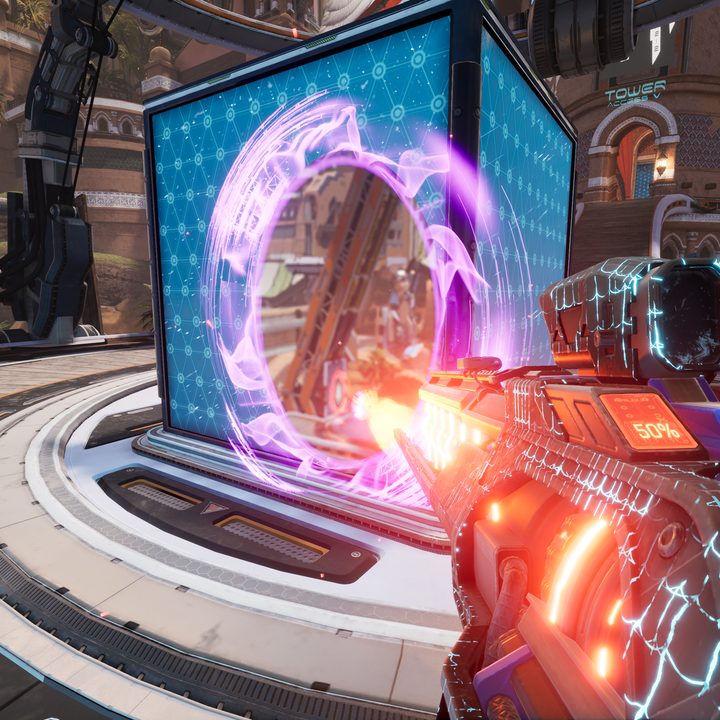 Shooting a portal in Splitgate.