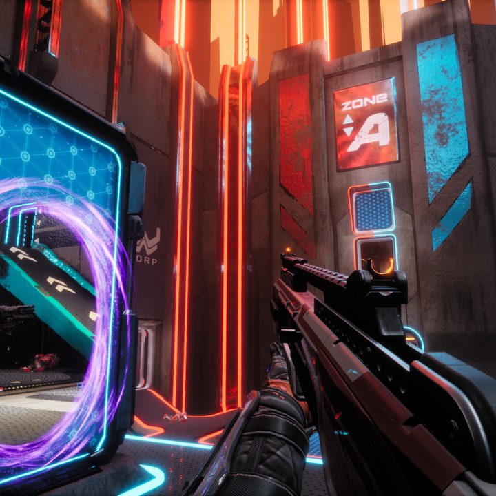 Shooting a portal in Splitgate.