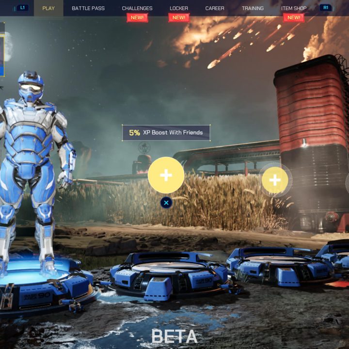 The home screen of Splitgate.