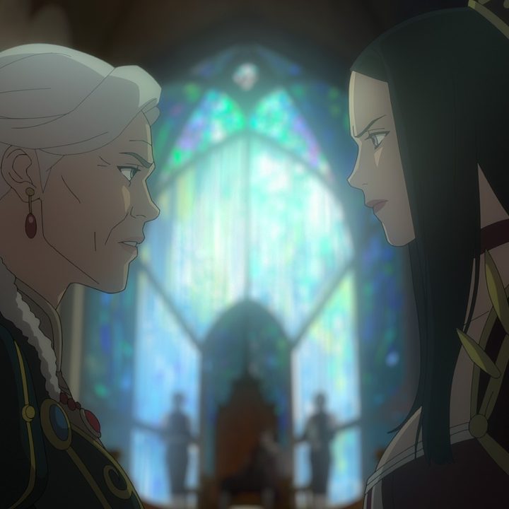Lady Zerbst and Tetra in a scene from The Witcher: Nightmare of the Wolf.
