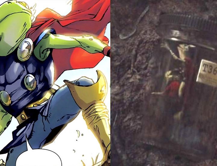 Split image, showing Throg from the comics on the left and Throg from the Loki series on the right.