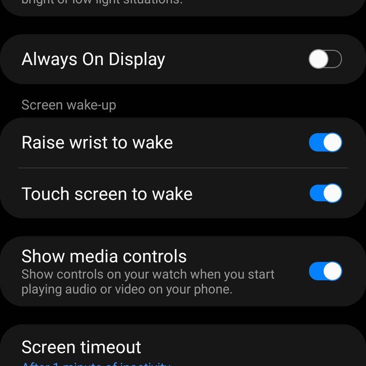 Watch 4 display settings.