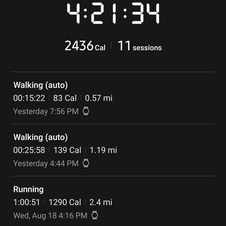 Watch 4 workout list.
