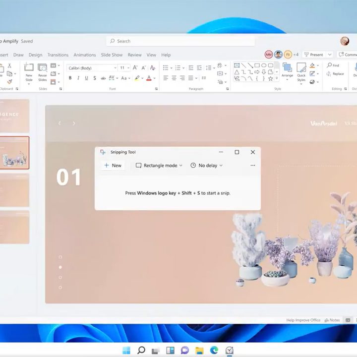 The Windows 11 Snipping Tool in use in Microsoft PowerPoint.