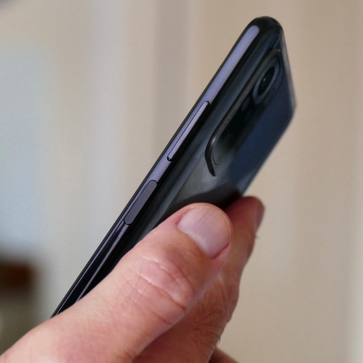 The fingerprint sensor on the Xiaomi Redmi Note 10S.