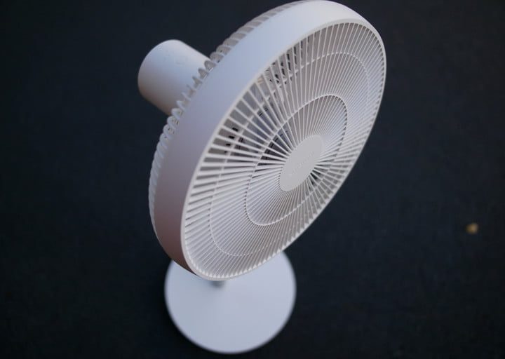 Closeup of Xiaomi SmartMi standing fan.