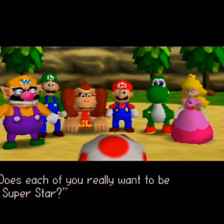 Toad asking who wants to be the superstar.