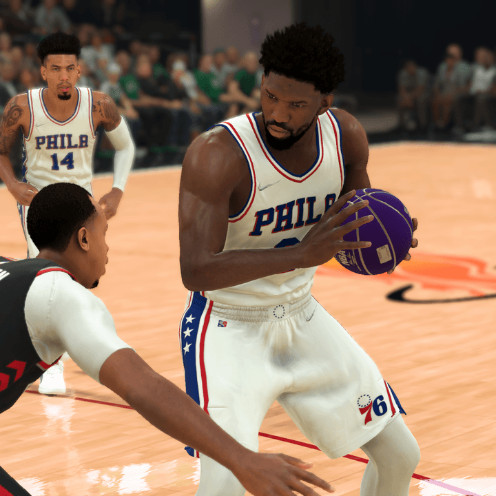 Joel Embiid of the 76ers in NBA 2K22.