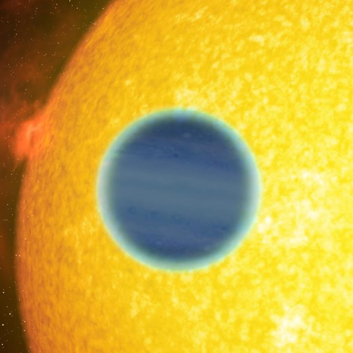 This is an artistic simulation of WASP 127b orbiting a star.